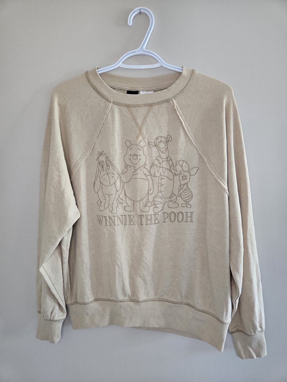 Disney Winnie the Pooh embroidered tan crewneck sweatshirt, new with tags